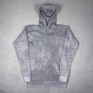 Vintage 90s Tultex Blank Full Zip Hoodie Heather Gray USA Made Youth XL